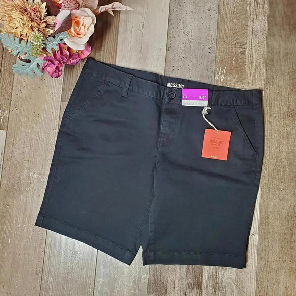 NWT Mossimo Supply Co. Black Bermuda Chino Shorts Size 13 Slim Juniors - Picture 2 of 14